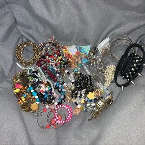 Lot of Junk Costume Jewelry Watches Women Teens Children Beads Wood Stone Metal